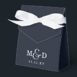 Navy Classic Modern Monogram Wedding Favour Box<br><div class="desc">Navy Classic Modern Monogram Wedding Favour Boxes</div>