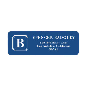 Navy Classic Monogram Address Labels