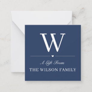 Navy Classic Monogram Gift Enclosure Cards