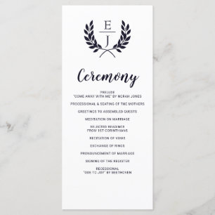 Navy Classic Monogram Wedding programs Programme