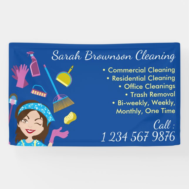 Navy Cleaning Business Starter Advertisement Banner (Horizontal)