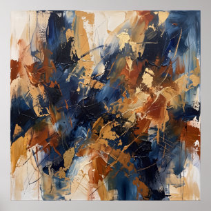 Navy Copper Abstract Spirit Poster