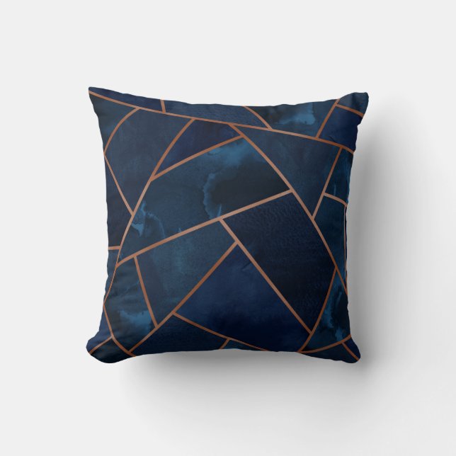 Navy & Copper Geo Cushion (Front)
