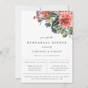 Navy Coral Botanical Rehearsal Dinner Announcement