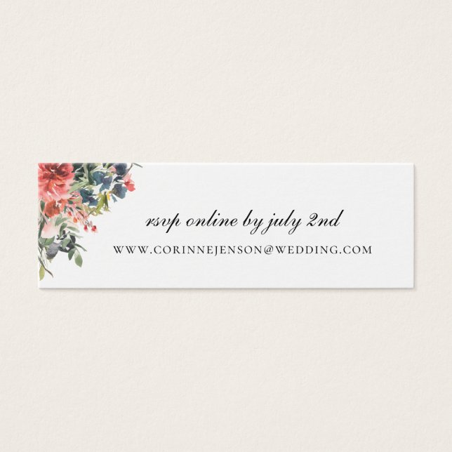 Navy Coral Botanical Wedding Website RSVP (Front)