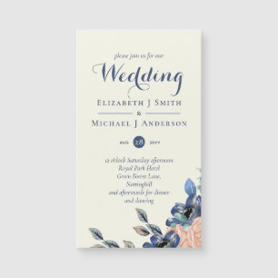 Navy Coral Elegance - Floral Wedding Items