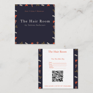 Navy Coral Hair Salon Appointment Reminder Card