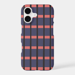Navy Coral Plaid Phone Case