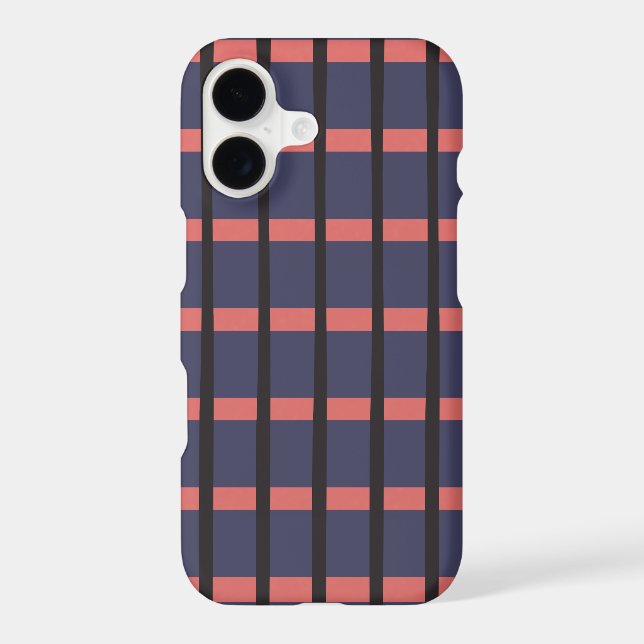 Navy Coral Plaid Phone Case (Back)