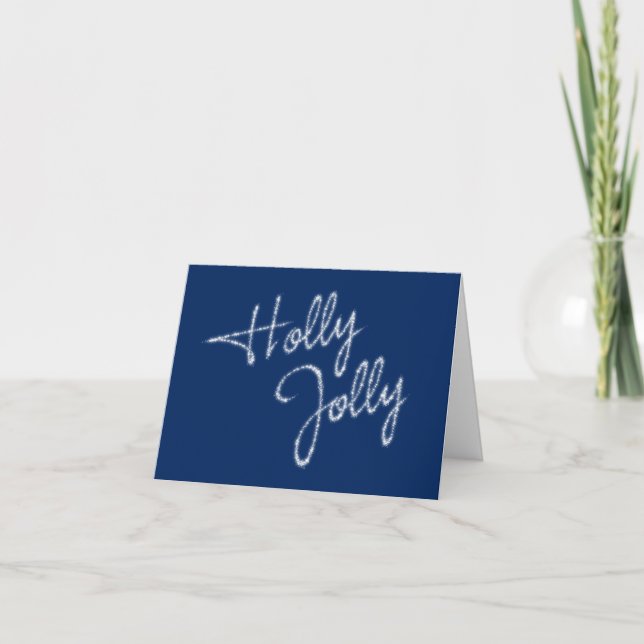 Navy Corporate Holiday Card - Holly Jolly (Front)