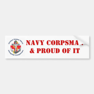 NAVY CORPSMAN& PROUD OF IT BUMPER STICKER