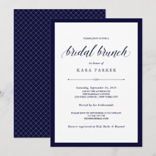 Navy Couture Elegant Bridal Brunch Invitation