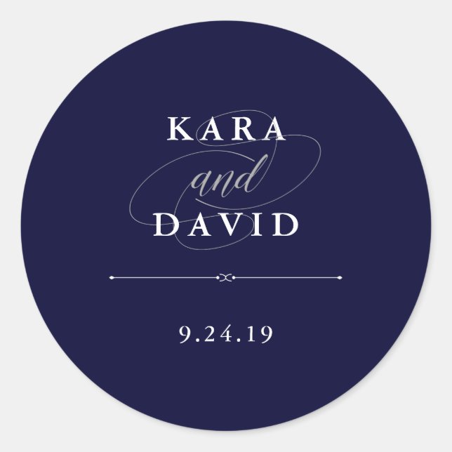 Navy Couture | Elegant Wedding Classic Round Sticker (Front)