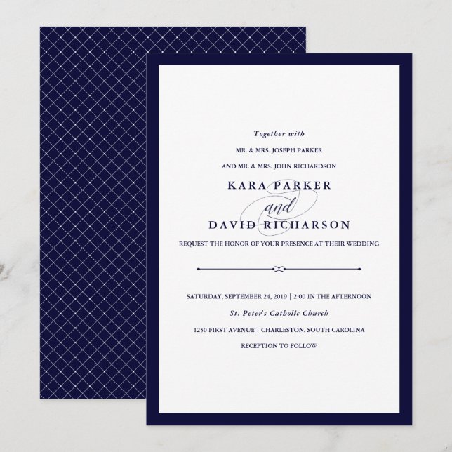 Navy Couture | Elegant Wedding Invitation (Front/Back)