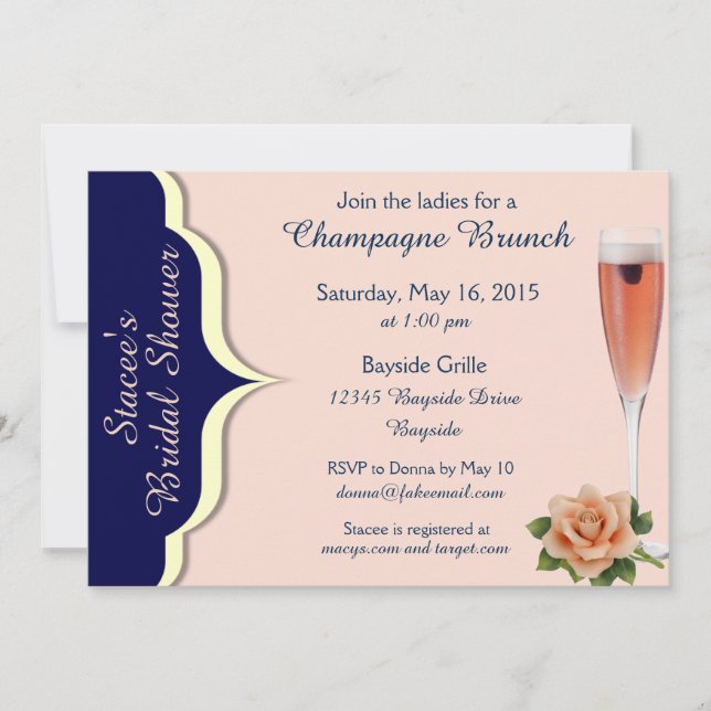 Navy, Cream and Blush Bridal Shower Invites (Front)