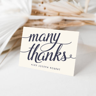 Navy & Cream Calligraphy Personalized Thank You Card