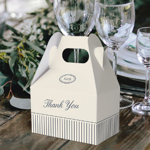 Navy & Cream Classic Pinstripe Wedding Favour Box