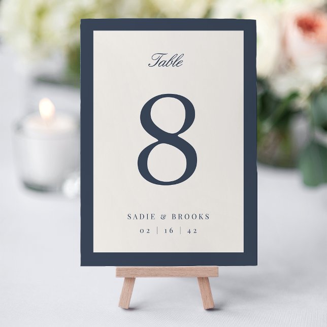 Navy & Cream Classic Script Wedding Table Number (Creator Uploaded)