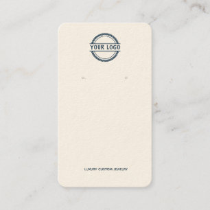 Navy-Cream Logo Earring Display Business Card