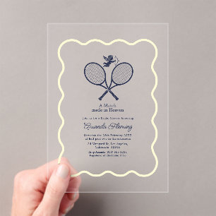 Navy & Cream Preppy Tennis Bridal Shower Acrylic Invitations