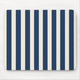 Navy & Cream Striped Mouse Pad