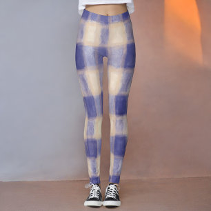 Navy cream tartan buffalo plaid watercolor rustic leggings