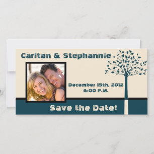 Navy/Creme Tree Wedding Photo Announcement