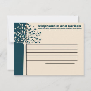 Navy/Creme Tree Wedding Writable Advice Card