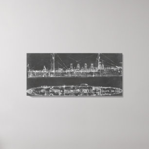 Navy Cruiser Blueprint Canvas Print