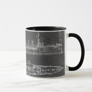Navy Cruiser Blueprint Mug
