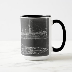 Navy Cruiser Blueprint Mug