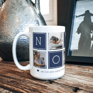 Navy Custom Nonno 5 Photo Colorblock Collage Coffee Mug