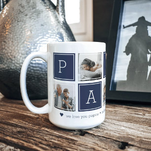 Navy Custom Papou 5 Photo Colorblock Collage Coffee Mug