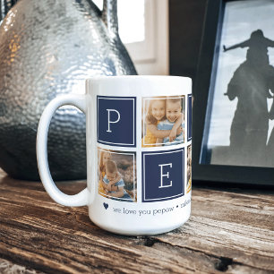 Navy Custom Pepaw 5 Photo Colorblock Collage Coffee Mug