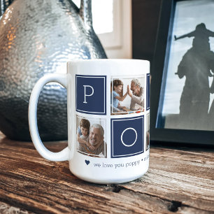 Navy   Custom Poppy 5 Photo Colorblock Collage Coffee Mug