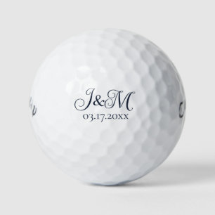 Navy Custom Wedding Favors Couple's Initials Date Golf Balls