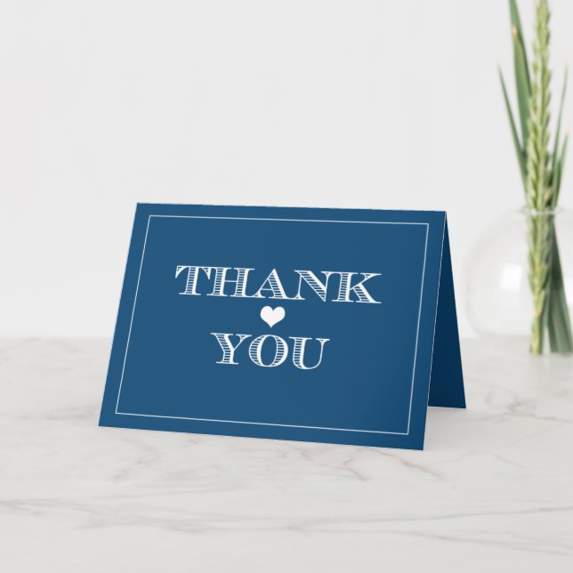 Navy Cute Heart Wedding Thank You Cards (Front)
