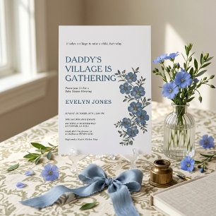 Navy Daddy's Village Baby Shower Invite - Floral