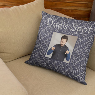 Navy Dad's Spot Couch Photo Father's Day Gift Cushion