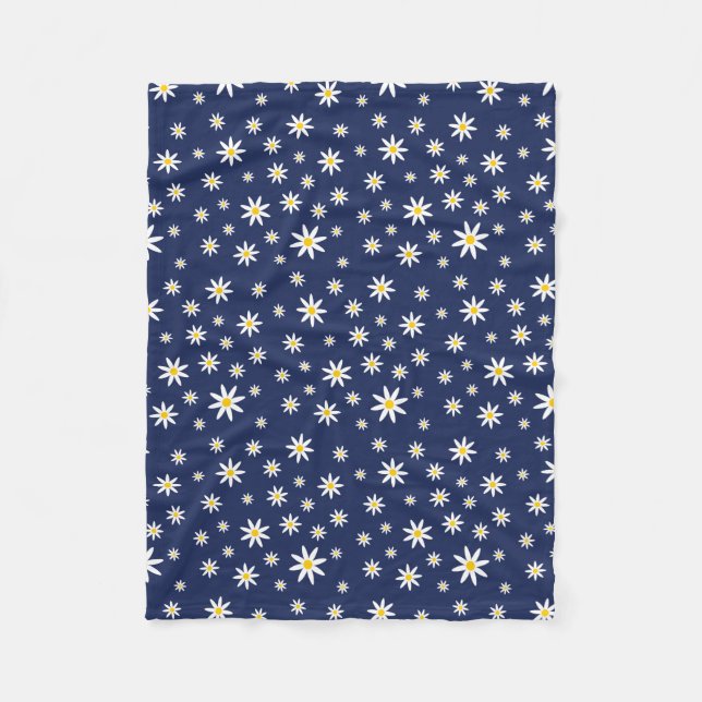 Navy Daisy Fleece Blanket (Front)