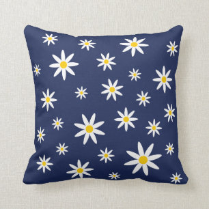 Navy Daisy Pillow