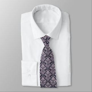 Navy Damask Baroque Paisley Pattern Tie