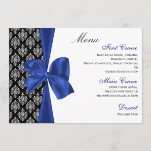 Navy Damask FAUX ribbon design Menu