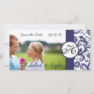 Navy Damask Save the Date