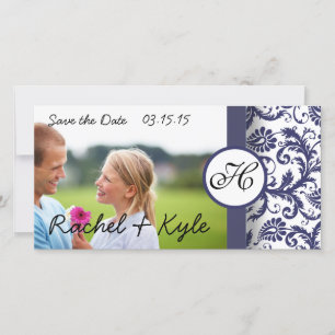 Navy Damask Save the Date