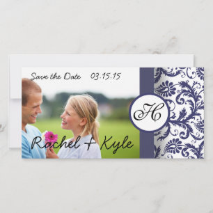 Navy Damask Save the Date