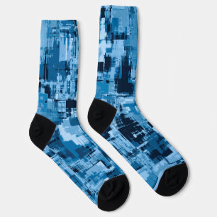 Navy Dark Blue Trendy Abstract Pattern Socks