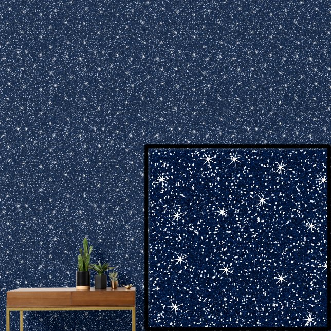 Navy Dark Blue with Sparkle Stars Wallpaper (Creator Uploaded)