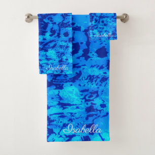 Navy Deep Customise Fresh Ocean Water Bath Towel Set