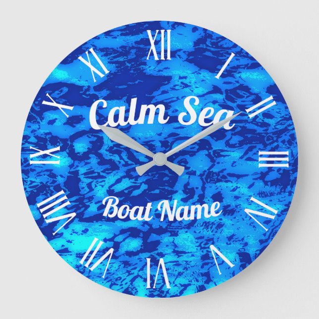 Navy Deep Customise Fresh Ocean Water Large Clock (Front)